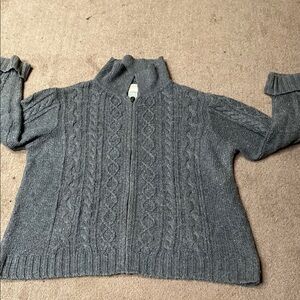 Vintage St. John's Bay Gray Cowl Neck Cable Knit 1X Sweater